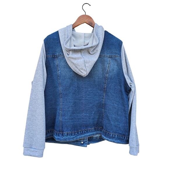Agnes Orinda Denim Hoodie Jacket Blue / Grey Size 3X NWT - Picture 7 of 11